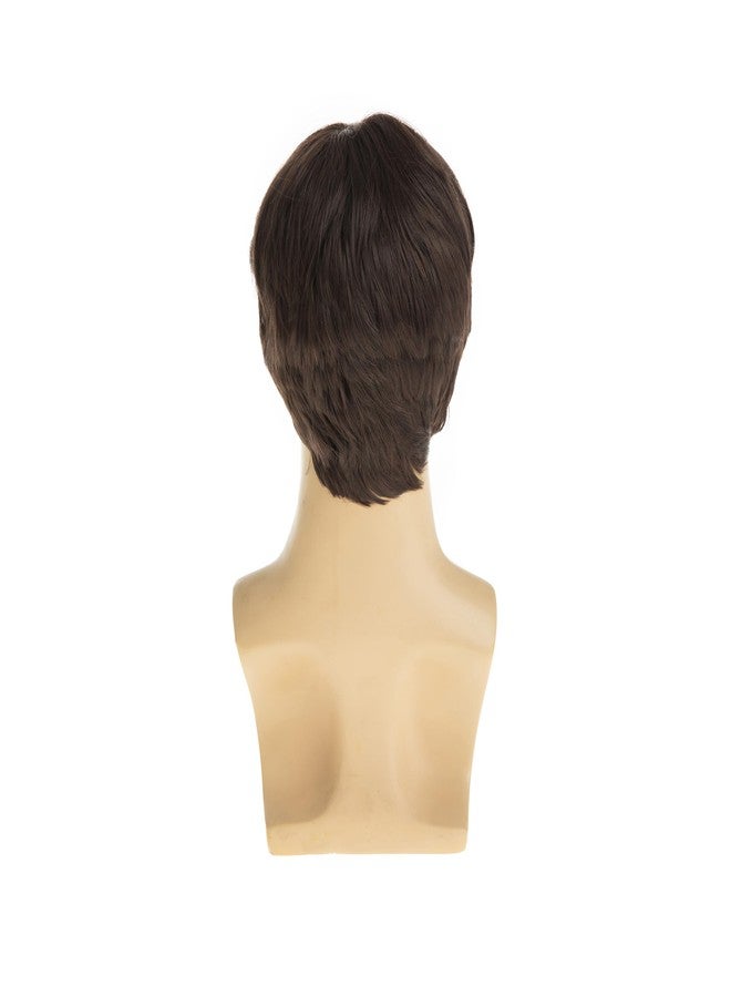 Beweig Mens Wig Short Brown Layered Synthetic Hair for Male Cosplay Anime Halloween Wig - Image 4